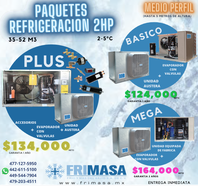 PAQUETES 2HP REFRIGERACION MEDIO PERFIL